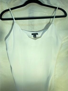Halogen White Satin V-Neck Cami with Adjustable Straps